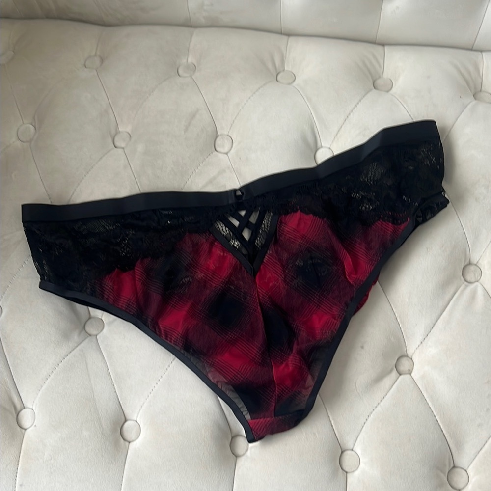 Red Black plaid NWT Lace cheeky Panties torrid 3